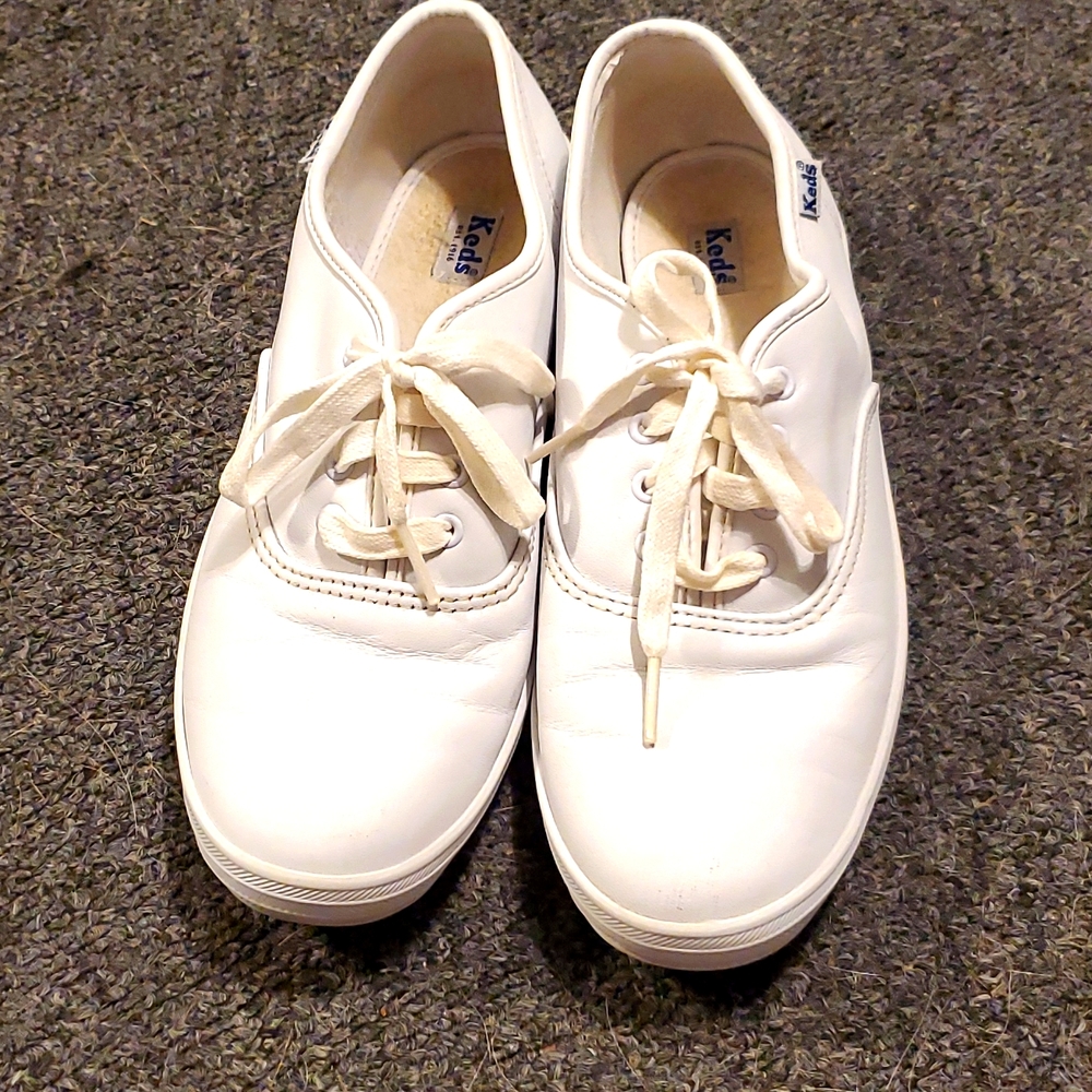 Women's  White Leather Ked Sneakers